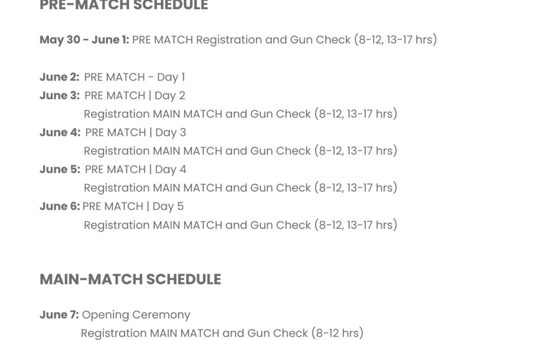 Schedule Of Events Now Available